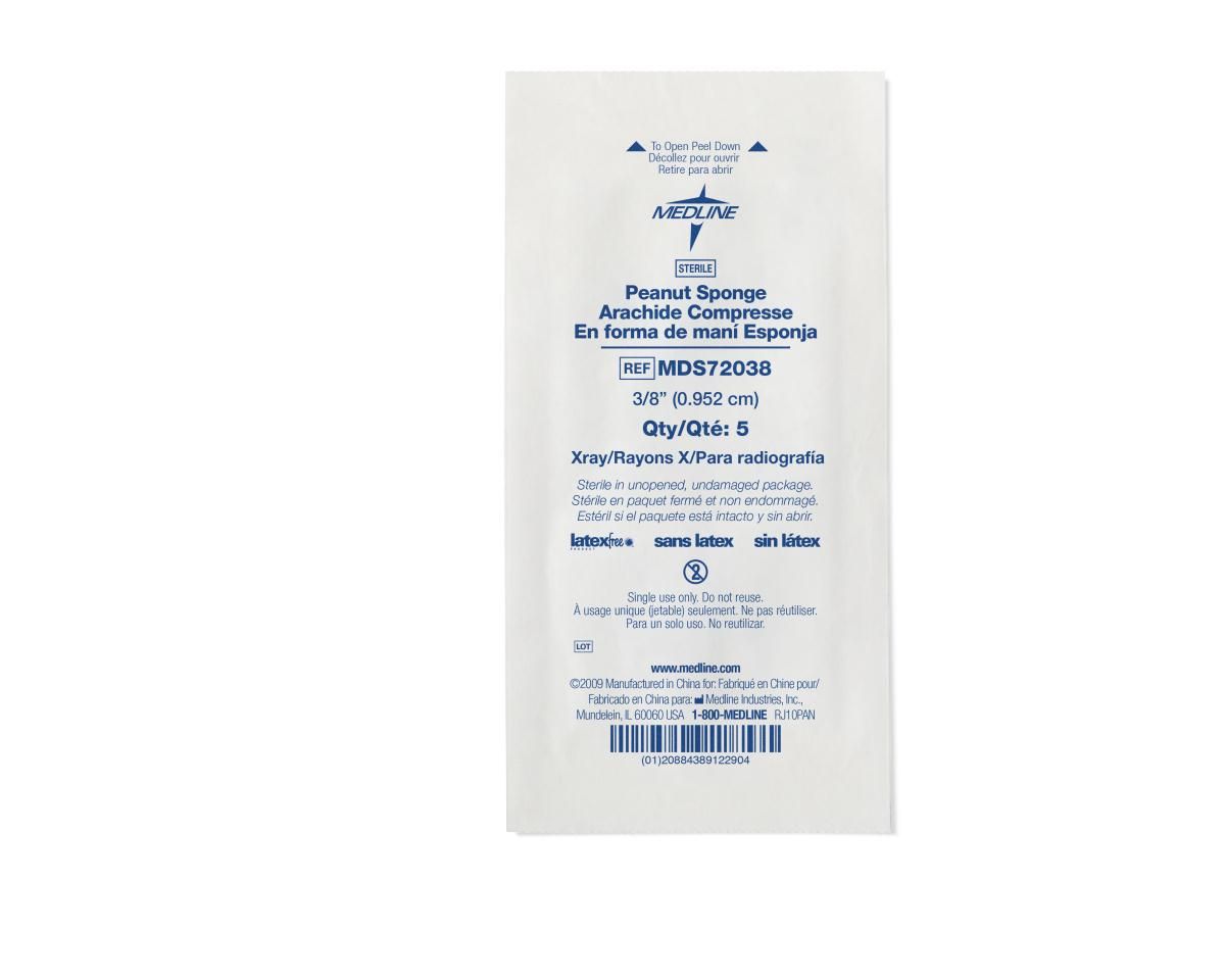 Medline X-Ray Detectable Peanut Sponges, Small, 3/8 in. - MDS72038Z