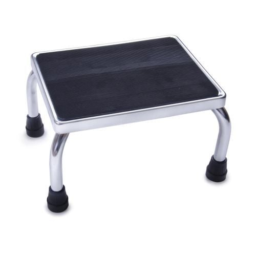 Image 4 of Medline Chrome Foot Stools with Rubber Mat