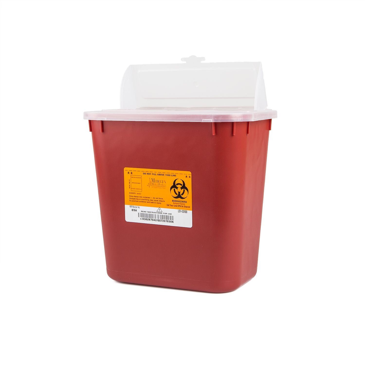 2 Gallon Red Stackable Sharps Container with Biohazard Symbol 8704