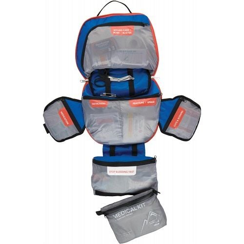 The Mountaineer Medical Kit opened with supplies viewable.
