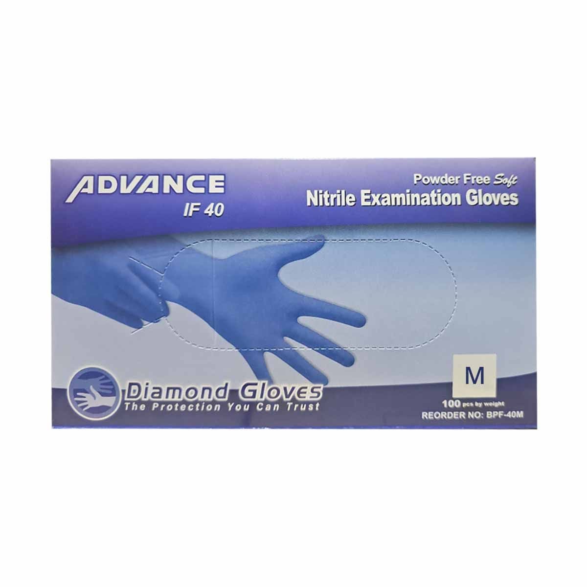 Image 2 of Advance IF40 Nitrile Examination Gloves, Blue - 4 mil (Powder Free)