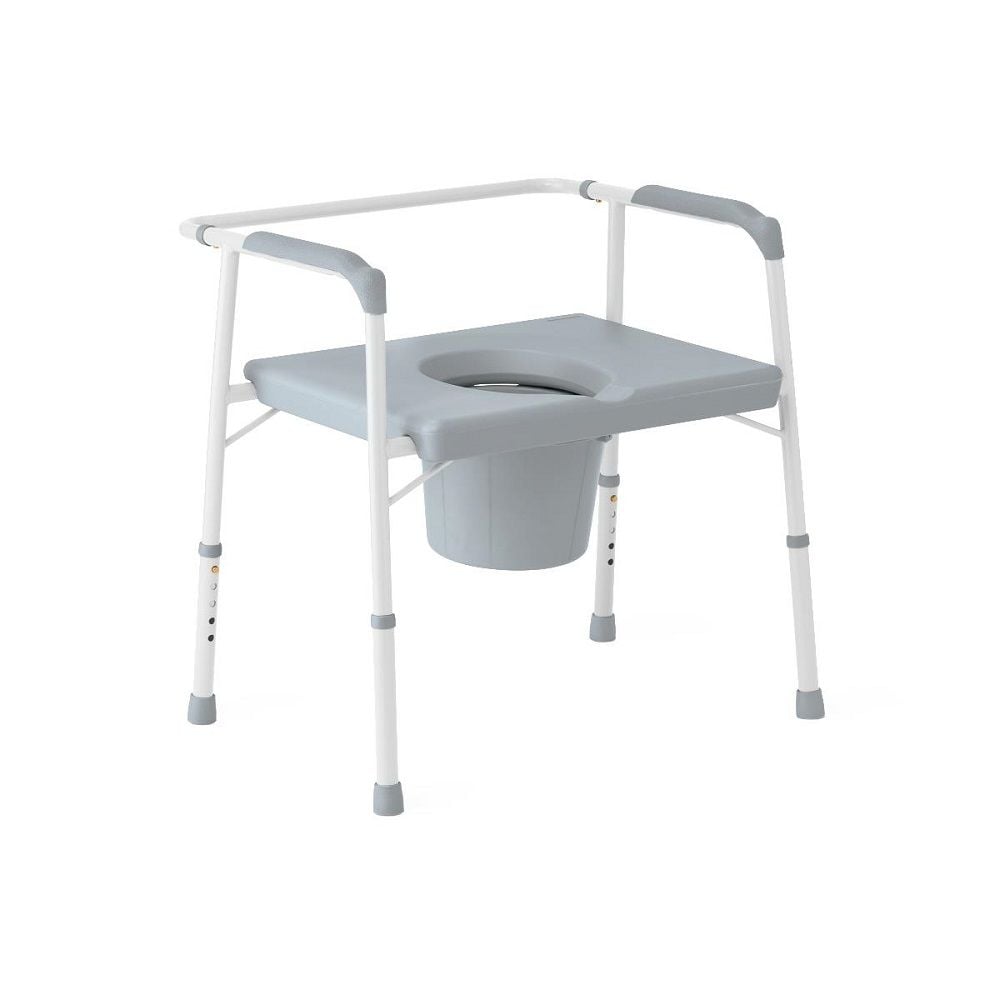 Bariatric commode with a splash guard.