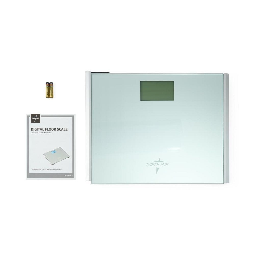 Digital Floor Scale with Instruction Manual and 2 AAA Batteries.