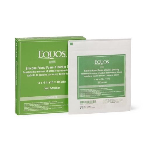 Medline Equos Silicone Faced Foam Dressing, 4 x 4 inch