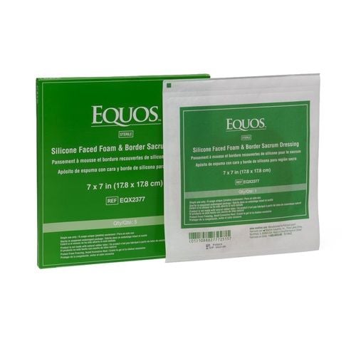Box of 7 x 7 Inch Equos Foam Sacrum Dressing With Border