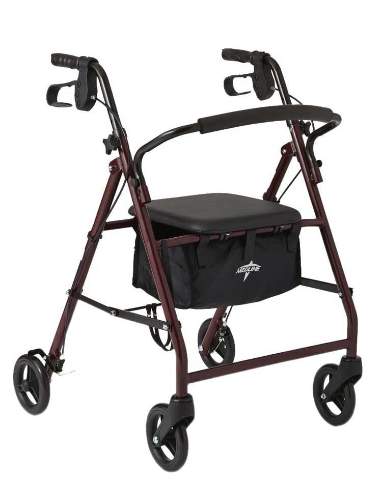 Medline Durable Aluminum Fold Up Mobility Rollator Walker