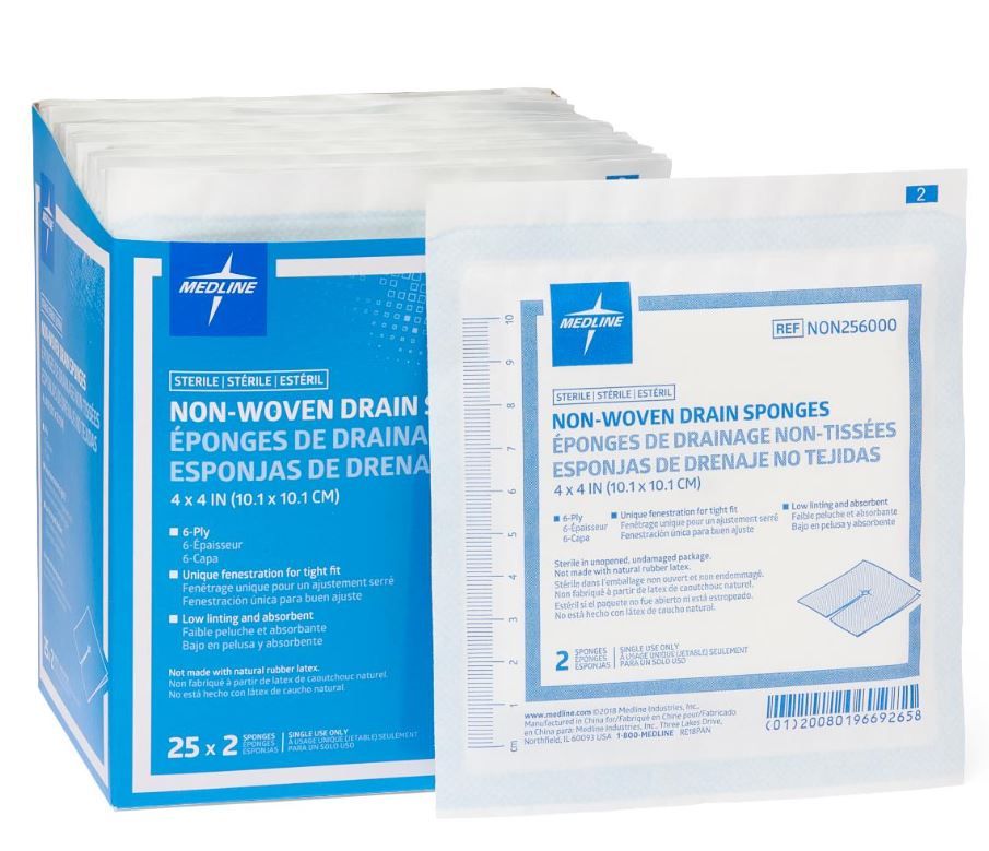 Medline Non-Woven Drain Sponges - Premium | Vitality Medical