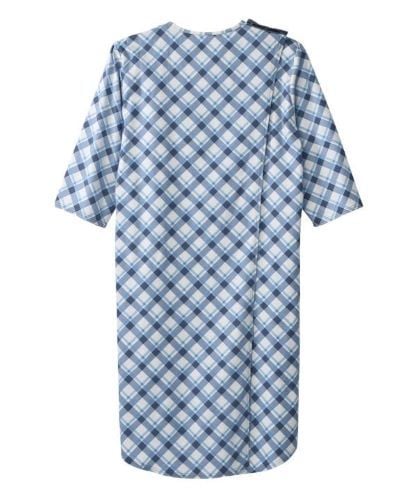 Back of the blue plaid gown
