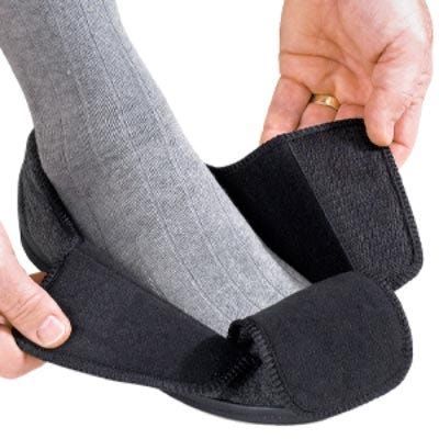 Shoe opens for easy foot access