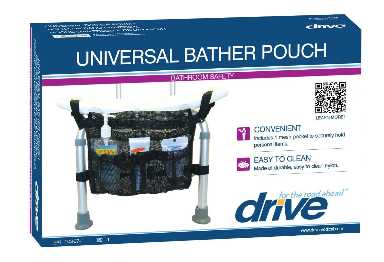 Image 2 of Drive Medical Deluxe Universal Vinyl Mesh Bather Pouch