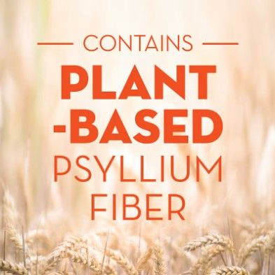 Contains plant-based psyllium fiber