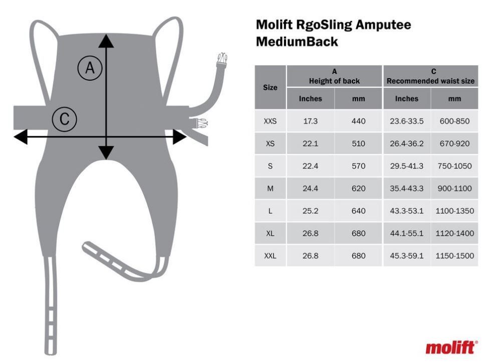 MiddleBack Size Chart