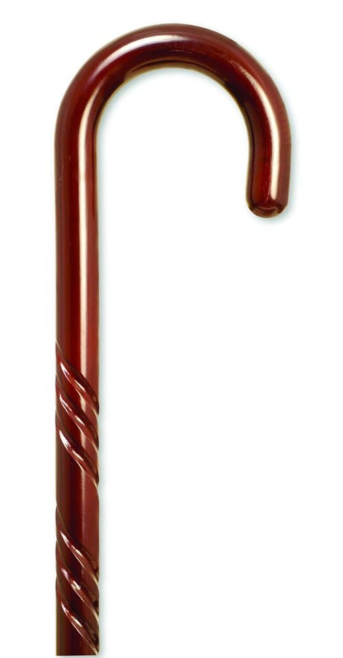 Image 1 of Mountain Properties Rosewood Stained Wood Cane with Spiral Tourist Handle