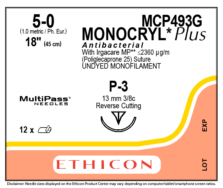 Monocryl Plus (MCP493G) - Size 5-0