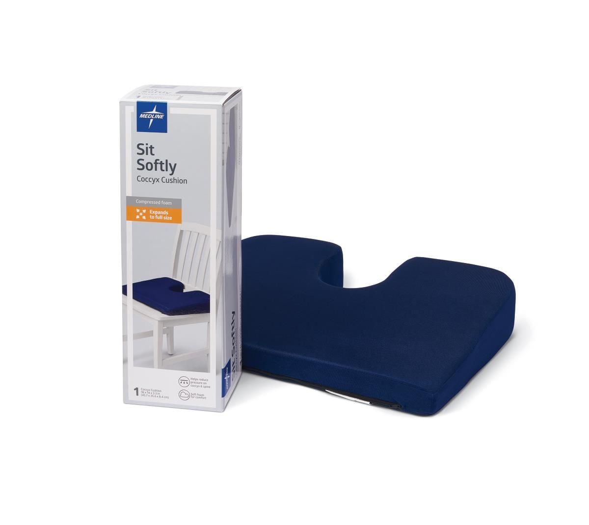 Medline Compression Packed Coccyx Cushions, Navy - MSCCYXCC