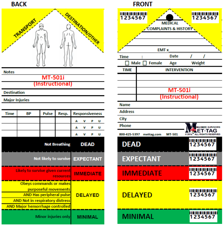 MT-501i S.A.L.T. Medical Emergency Training Tag is Made of Recycled Paper