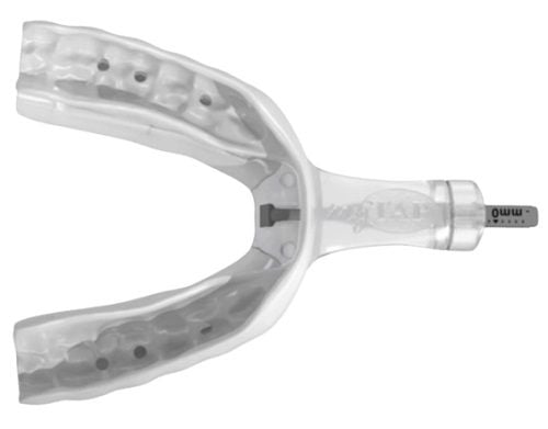 A top view of the MyTAP oral appliance for sleep apnea relief.