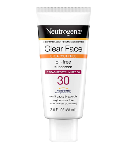 Clear Face Break Out Free Liquid Lotion Sunscreen Broad Spectrum SPF 30