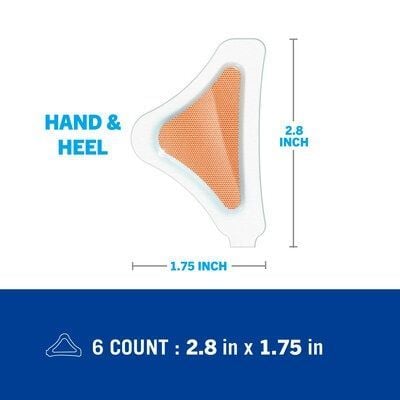Hand & Heel: 1.75 x 2.5 inches (6-count)