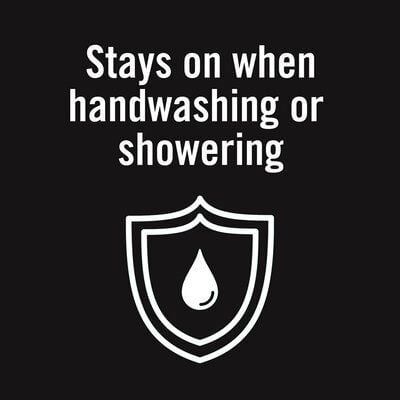 Stays on when washing or showering