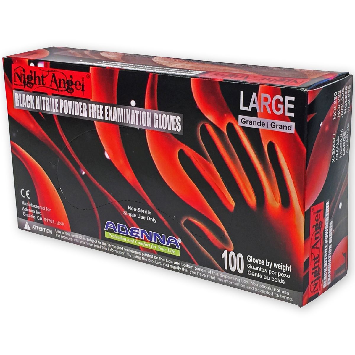Image 1 of NIGHT ANGEL Nitrile Gloves - Black, Powder Free