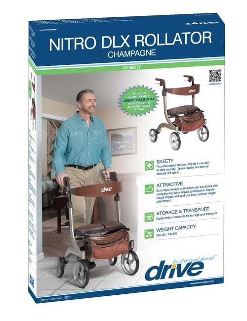 Drive Medical Nitro DLX Euro Style Walker Rollator