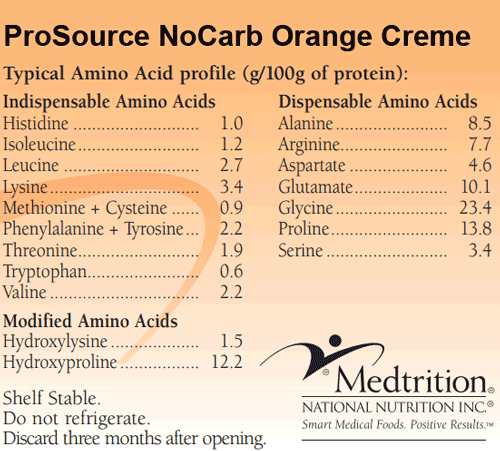 ProSource NoCarb Orange Creme Amino Acid