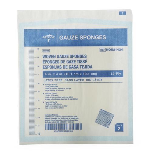 Image 3 of Medline 4 x 4 inch Woven Gauze Sponges 12 Ply, Sterile - NON21424