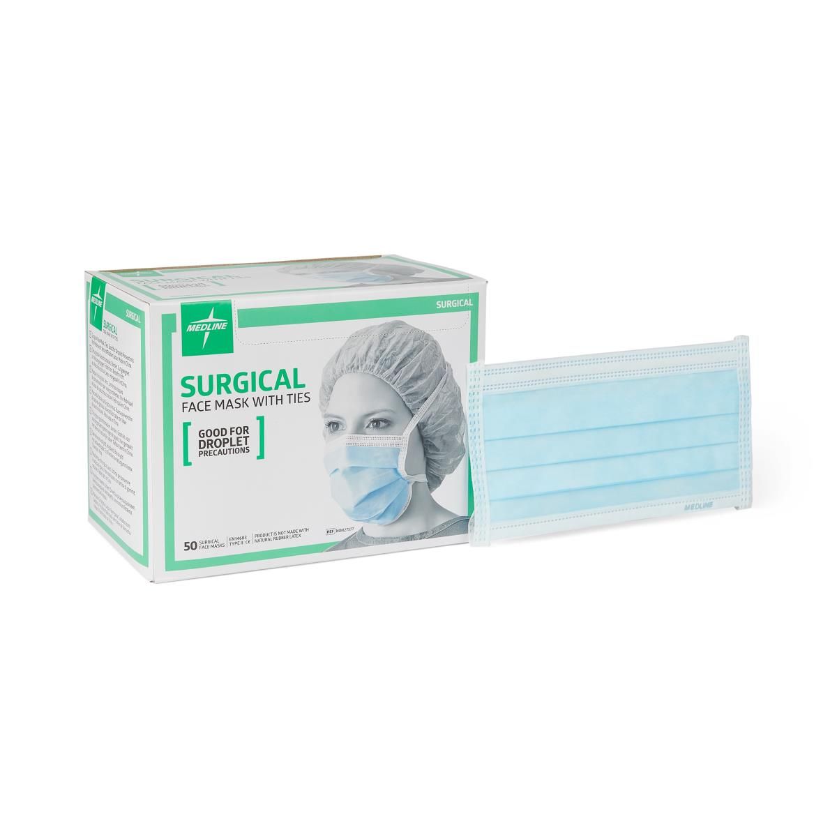 Medline ASTM Level 1 Surgical Face Mask, Blue Polypropylene - NON27377