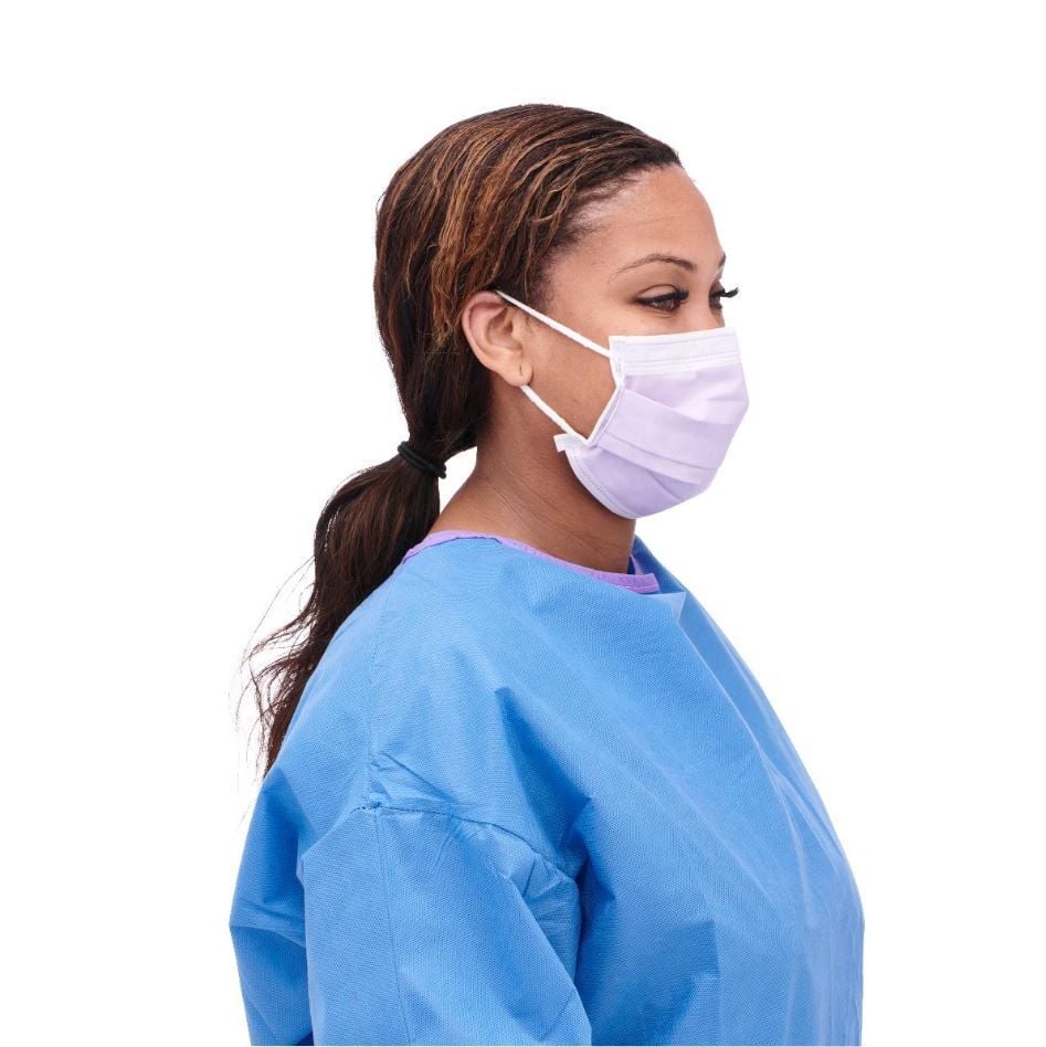 Woman Wearing Purple Polypropylene Mask