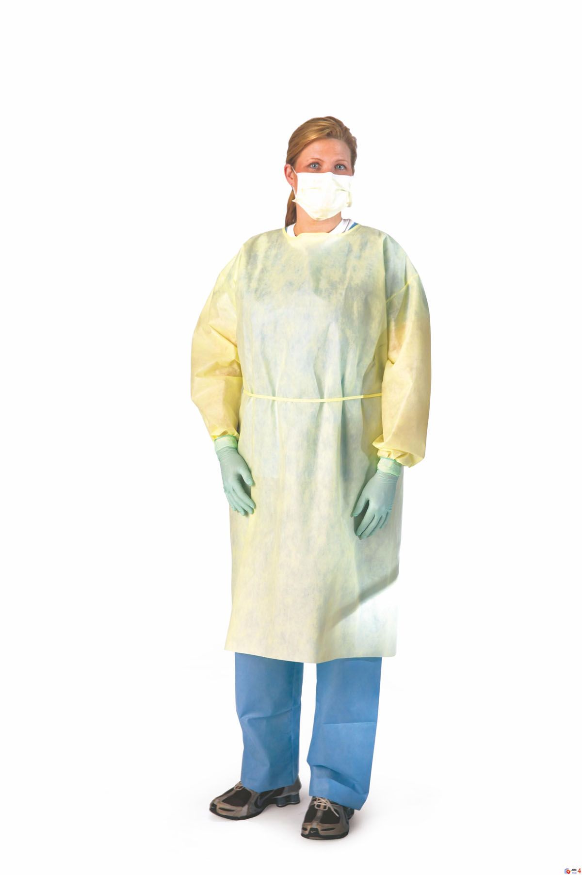 Medline Full Back SMS Cover Gown, Disposable, Size L, Yellow - NON275670