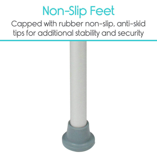 A close-up view of one of the chair's rubber nonslip, anti-skid feet.