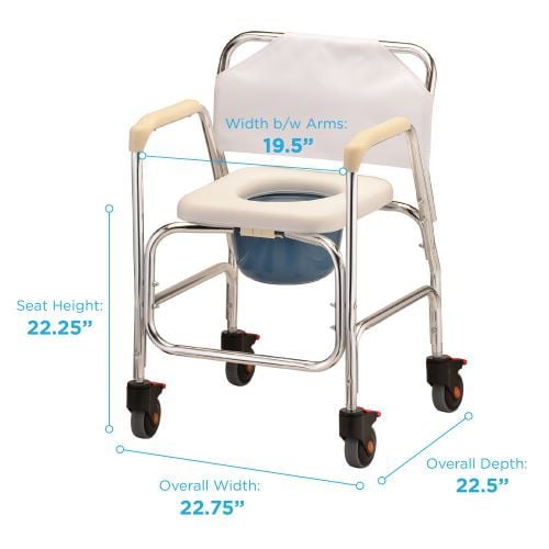 Image 2 of Nova Padded Commode Shower Chair with Wheels - 8800