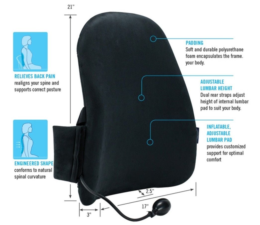 ObusForme CustomAIR Backrest with Adjustable Lumbar Support Features