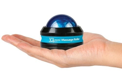 The standard Omni Massage Roller resting in the palm of the hand.