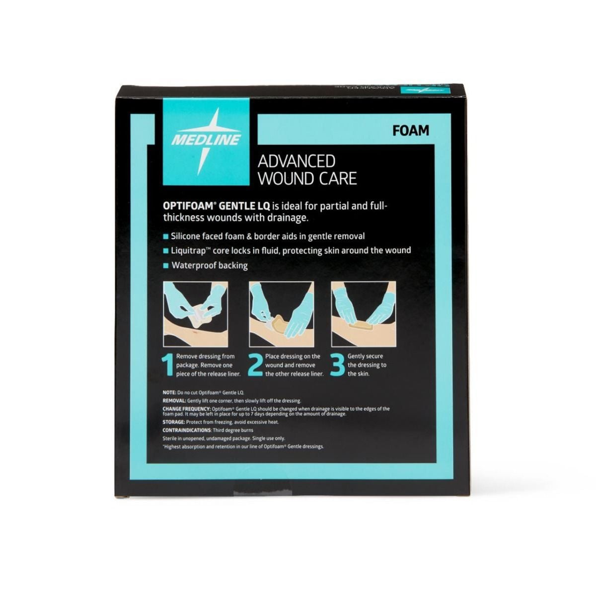 Instructions on the Back of Box of Medline's Optifoam Gently LQ