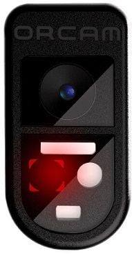 A front view of the OrCam Read Smart Device's camera.