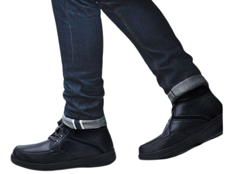 Wearing the Orthofeet shoes.