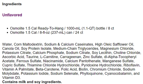 Osmolite 1.5 Cal Ingredients