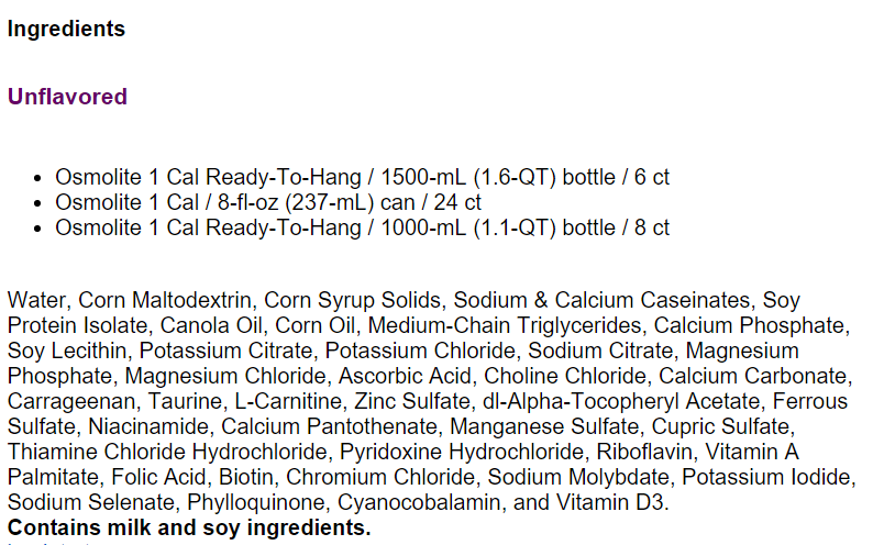 Unflavored Ingredients
