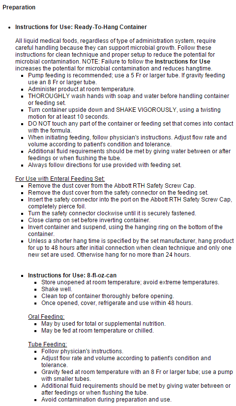 Osmolite Preparation Instructions
