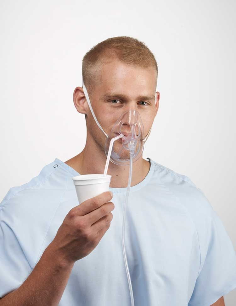 OxyMask on Patient Drinking