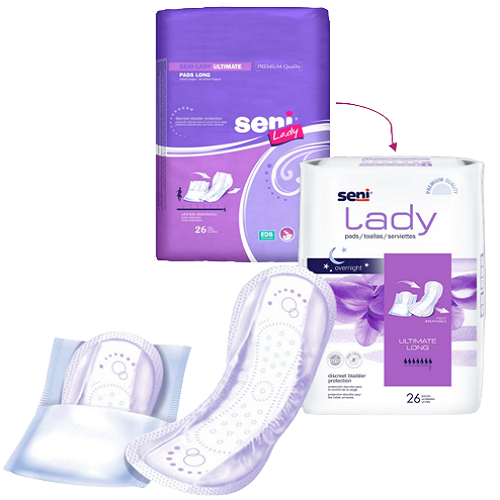 Seni Lady packaging has been updated, keeping each pad individually wrapped.