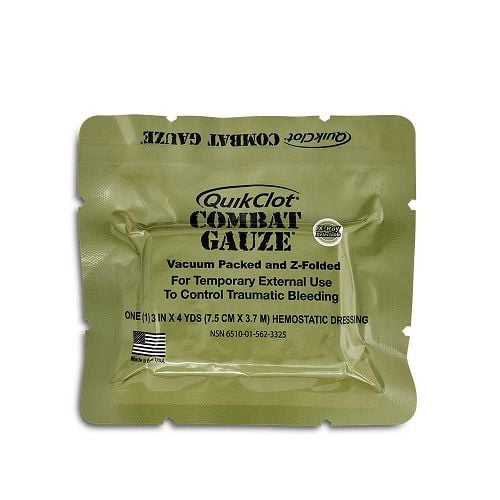 The QuikClot Gauze packaging.