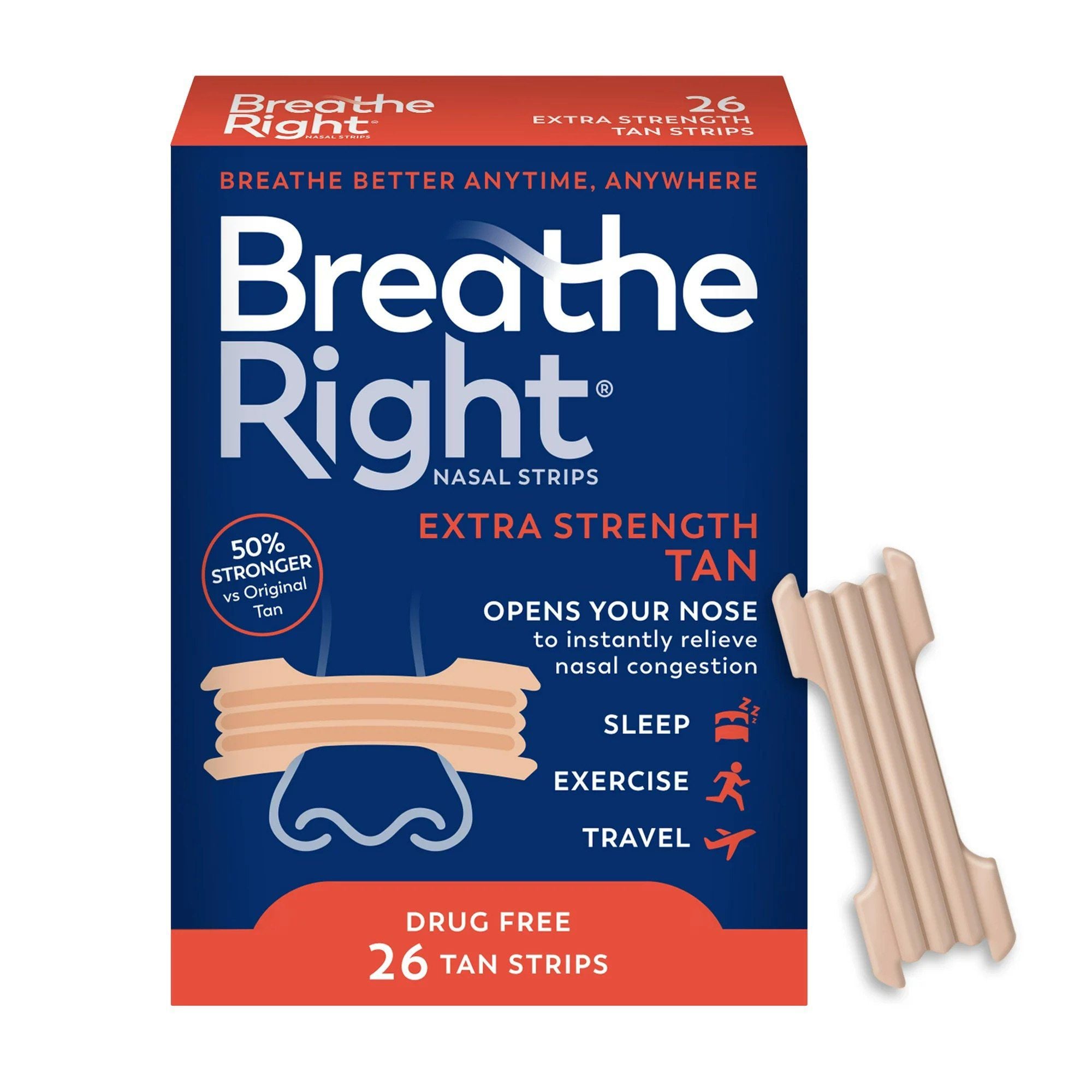 Breathe Right Extra Strength Tan Nasal Strips