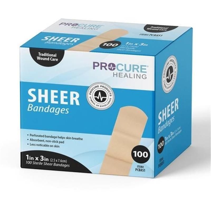 ProCure Sheer Adhesive Bandages, Sterile - Several Sizes