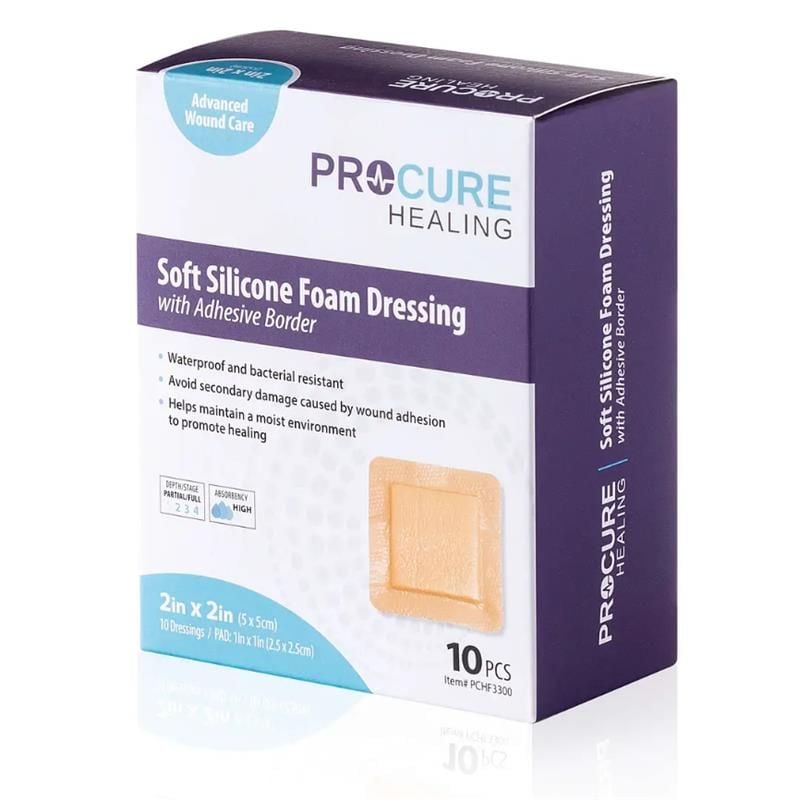 Procure Soft Silicone Foam Dressing with Border - Several Sizes