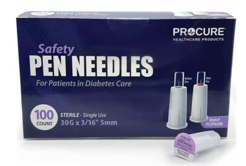 Procure Safety Pen Needles, Sterile - Several Sizes