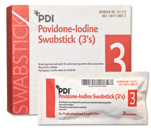 Image 1 of PDI PVP Povidone-Lodine Pads and Swabsticks 