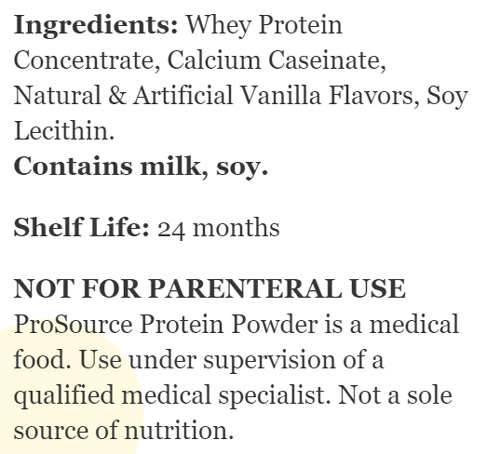 ProSource Protein Supplement Ingredients